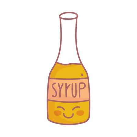 syrup bottle menu restaurant cartoon food cute vector illustrationのイラスト素材