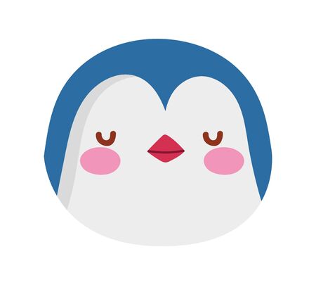 cute penguin face cartoon character on white background vector illustrationのイラスト素材