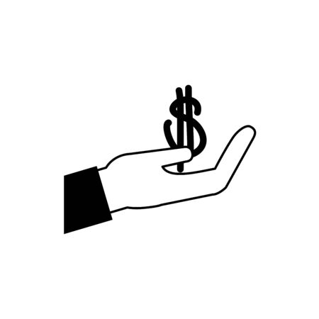hand holding dollar sign money business financial line style icon vector illustrationのイラスト素材