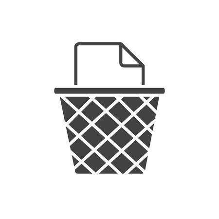office trash can paper garbage supply vector illustration silhouette on white backgroundのイラスト素材