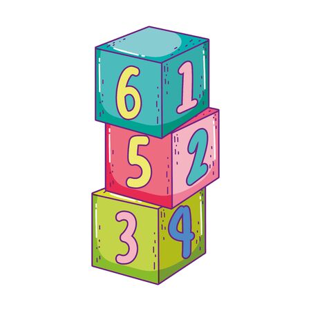 toys pile cube numbers blocks building cartoon vector illustrationのイラスト素材