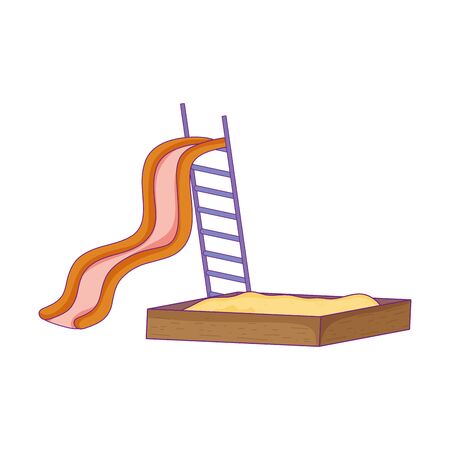 playground slide sandbox game for kids vector illustrationのイラスト素材