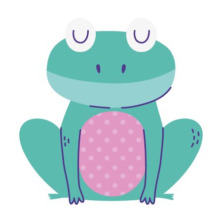 cute frog animal cartoon doodle color vector illustrationのイラスト素材
