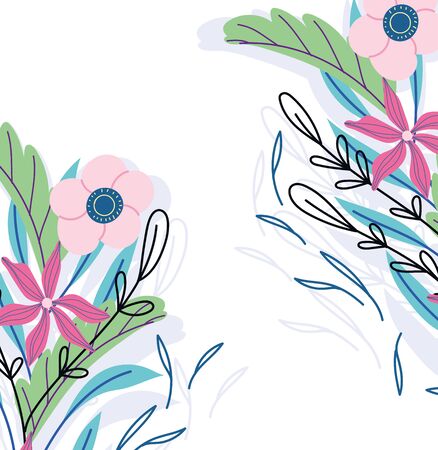 flowers oragnic nature herb wild botany background vector illustrationのイラスト素材