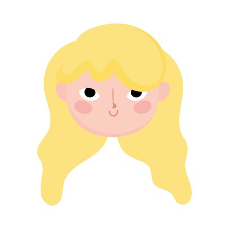 cute little girl face character cartoon icon vector illustrationのイラスト素材