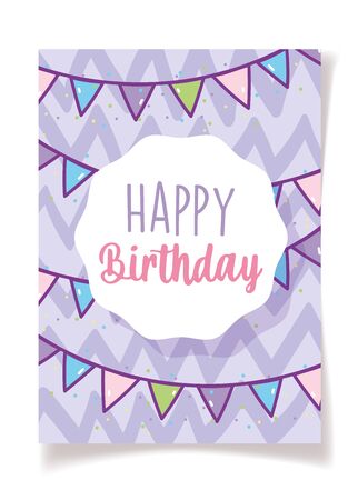 happy birthday celebration party decoration bunting flags vector illustrationのイラスト素材
