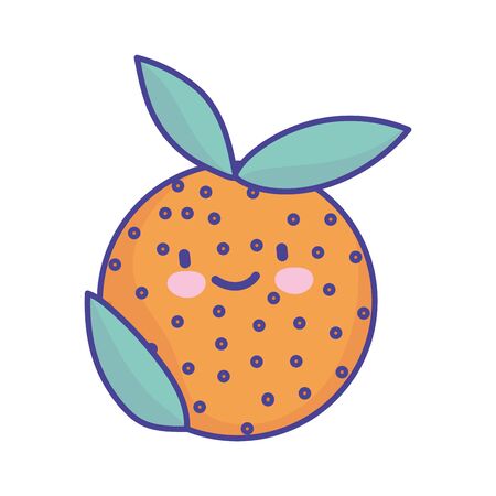 orange fruit fresh cartoon food cute vector illustration flat style iconのイラスト素材