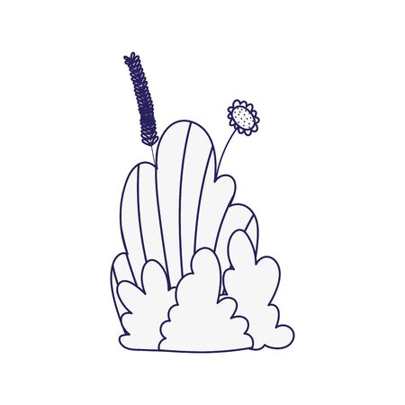 bushes foliage flower branch botanical icon design vector illustration line styleのイラスト素材