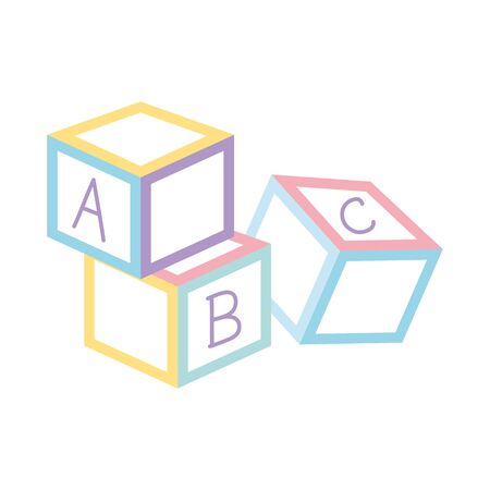 alphabet blocks toys icon design white background vector illustrationのイラスト素材