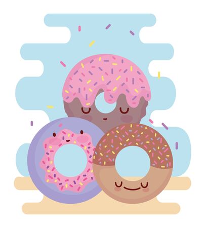 sweet donuts menu character cartoon food cuteのイラスト素材
