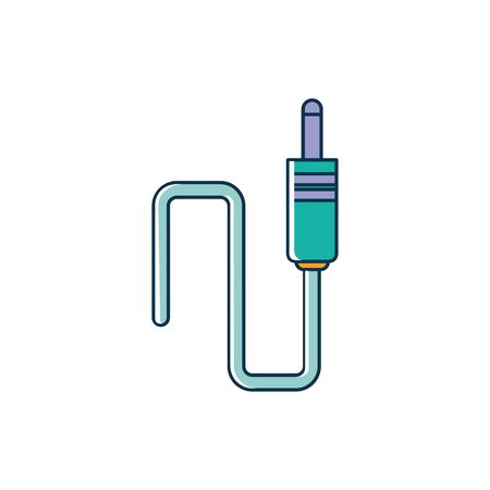 plug cable audio melody sound music vector illustration line and fill style