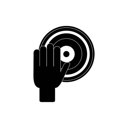 hand dj vinyl mixer melody sound music silhouette style iconのイラスト素材