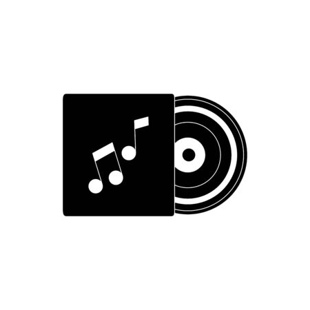 vinyl in case melody sound music silhouette style iconのイラスト素材