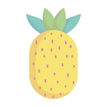pineapple tropical fresh fruit food cartoon icon style designのイラスト素材
