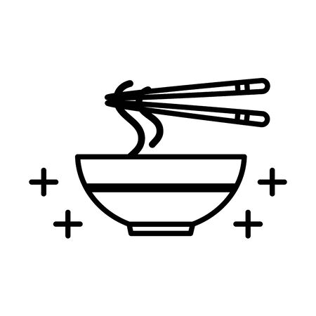 oriental menu noodles sticks and dish line style iconのイラスト素材