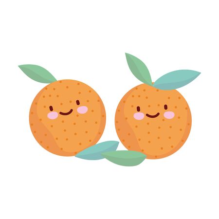 orange fruits leaves menu character cartoon food cuteのイラスト素材
