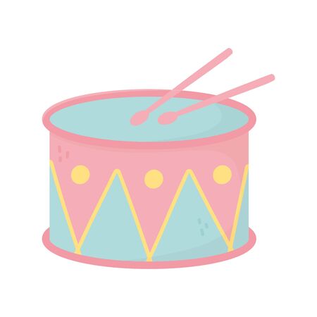 kids toy music drum with sticks icon design white background icon design white background vector illustrationのイラスト素材