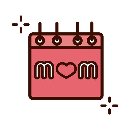 mothers day, calendar reminder date celebration line and fill style iconのイラスト素材