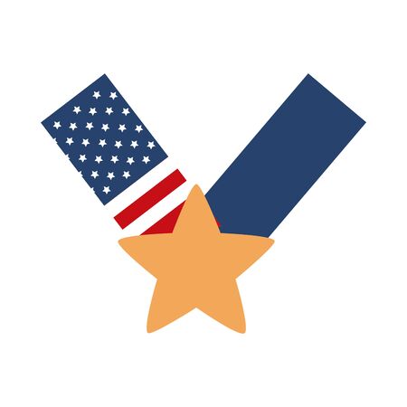 memorial day star flag ribbon american celebration flat style iconのイラスト素材