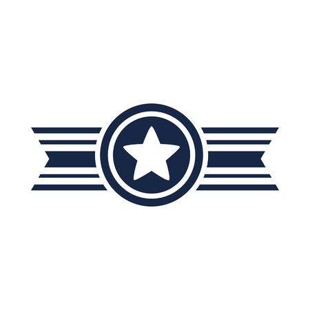memorial day star medal ribbon decoration american celebration vector illustration silhouette style iconのイラスト素材