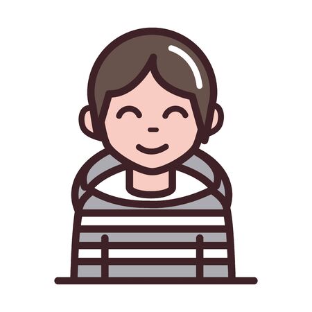 avatar male man portrait cartoon character line and fill style iconのイラスト素材