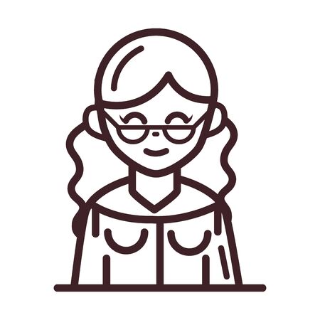 avatar woman female character portrait cartoon vector illustration line style iconのイラスト素材
