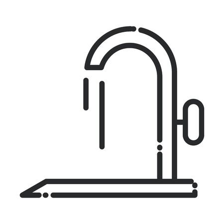 cleaning, sink tap water drops domestic hygiene vector illustration line style iconのイラスト素材