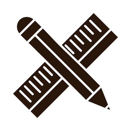 school education ruler and pencil supply vector illustration silhouette style iconのイラスト素材