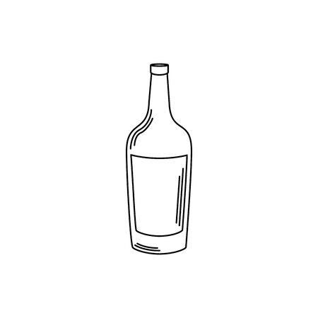 drinks wine bottle appetizer liquor vector illustration line style iconのイラスト素材