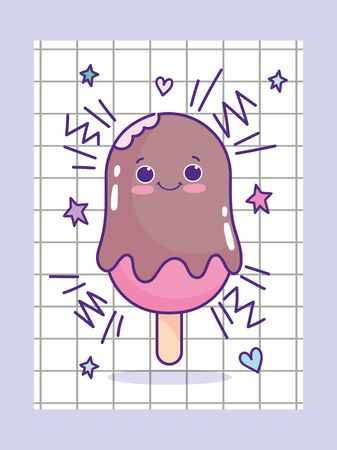 food cute drawing ice cream in stick cartoon vector illustrationのイラスト素材