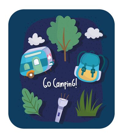 camping flashlight vacations activity adventure design vector illustrationのイラスト素材