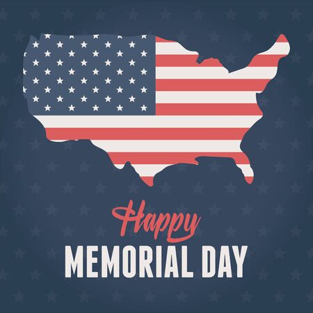 happy memorial day, flag in map american celebration vector illustrationのイラスト素材
