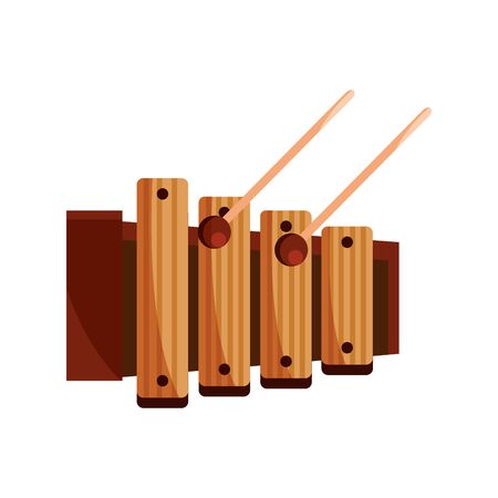 xylophone and sticks percussion musical instrument vector illustration isolated iconのイラスト素材