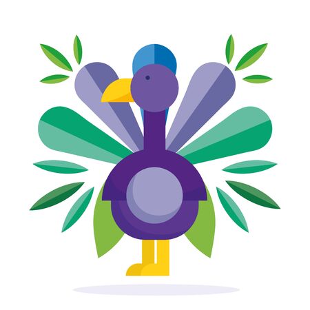 peacock bird feather foliage nature fauna flora designのイラスト素材