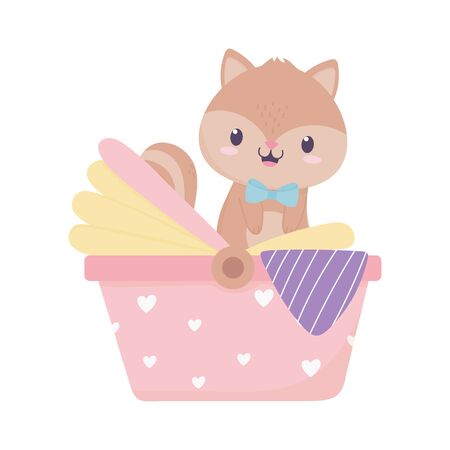 baby shower squirrel in pram decorationのイラスト素材
