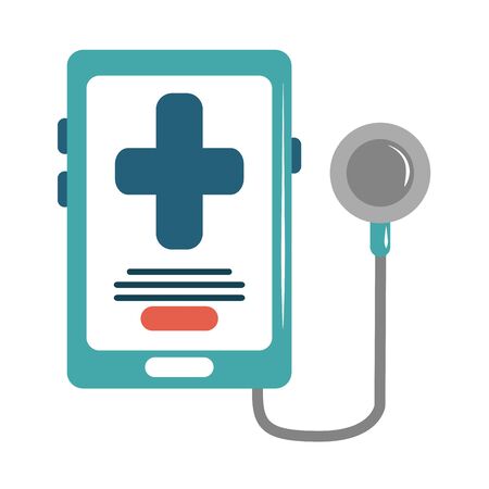 online doctor smartphone diagnostic medical care flat style iconのイラスト素材