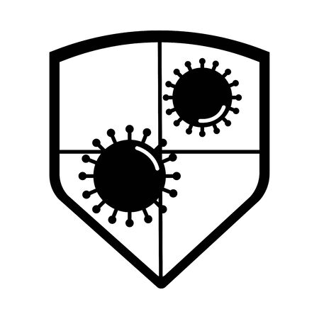 virus covid 19 pandemic shield coronavirus line style iconのイラスト素材