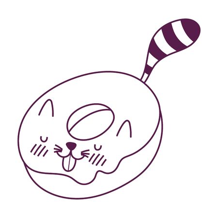 cute food donut shaped cat sweet dessert kawaii cartoon vector illustration isolated design line styleのイラスト素材