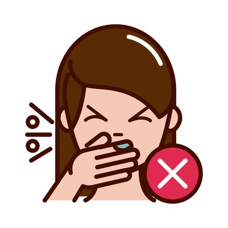 avoid coughing in hand prevent spread of covid19 line and file iconのイラスト素材