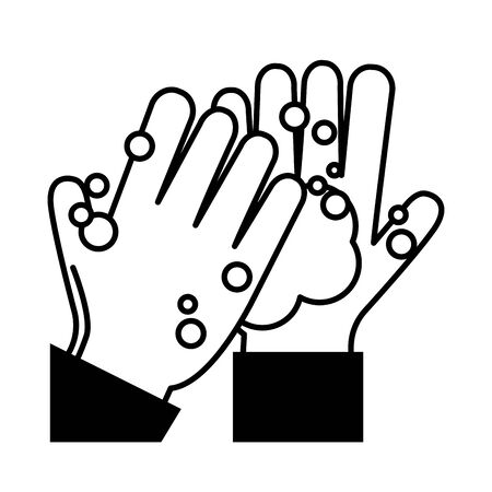 virus covid 19 pandemic washing hands frequently line style iconのイラスト素材