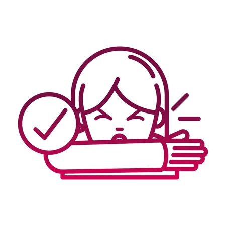 covering mouth and nose with arm prevent spread of covid19 gradient iconのイラスト素材