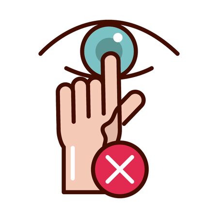 avoid touch eye prevent spread of covid19 line and file iconのイラスト素材