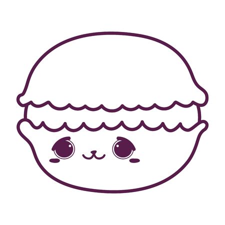 cute food macaroon sweet dessert kawaii cartoon vector illustration isolated design line styleのイラスト素材