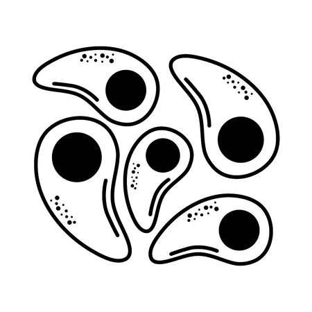 virus covid 19 pandemic science medical cells line style iconのイラスト素材