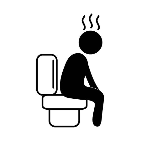 virus covid 19 pandemic sick person in toilet line style iconのイラスト素材