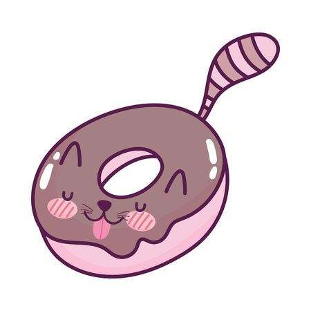 cute food donut shaped cat sweet dessert kawaii cartoon isolated designのイラスト素材