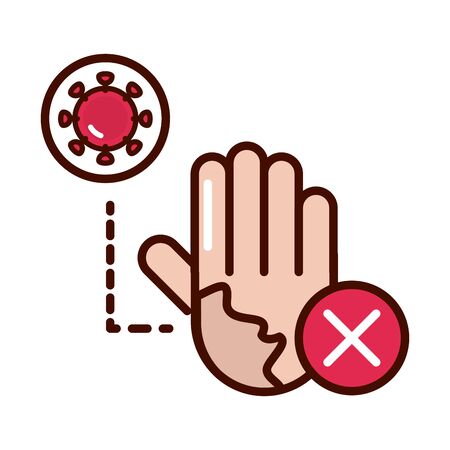dont touch hand infected prevent spread of covid19 line and file iconのイラスト素材