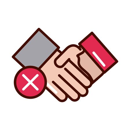 avoid handshake sick people prevent spread of covid19 line and file iconのイラスト素材