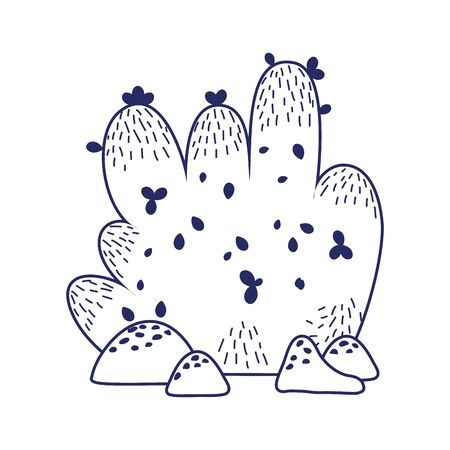 bush vegetation rocks botanical cartoon isolated icon design vector illustration line styleのイラスト素材