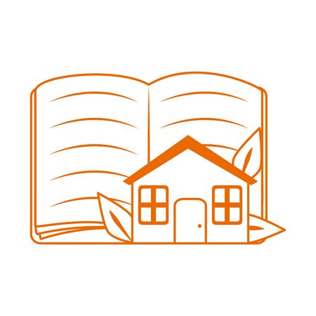 open book and house home education vector illustration line color style iconのイラスト素材
